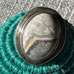 Ramona Loloma Poleyma Hopi Artist Lace Agate & Sterling Silver Pin